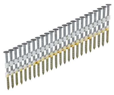 STRAIGHT COLLATED NAILS 21° ROUND HEAD, BARBED. M-FUSION