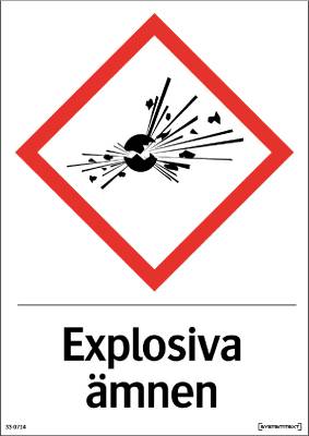 Skylt 33-0714, 33-1414 Kemiska ämnen Explosiva ämnen