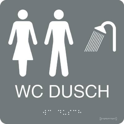Taktil skylt WC Dusch dam/herr Grå