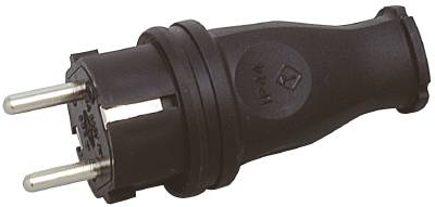 Plug with earth rubber black Malmbergs