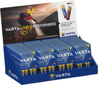 Battery Varta Longlife Power AA and AAA bench display
