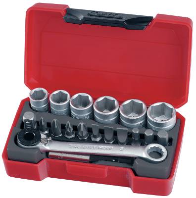 Socket set with 1/4' square drive Teng Tools T1419