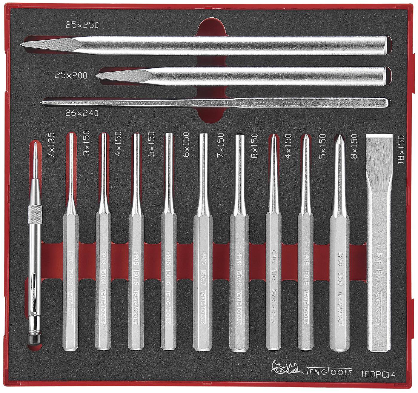 14 piece Punch/cold chisel set. Teng Tools TEDPC14 Toolstore by Luna