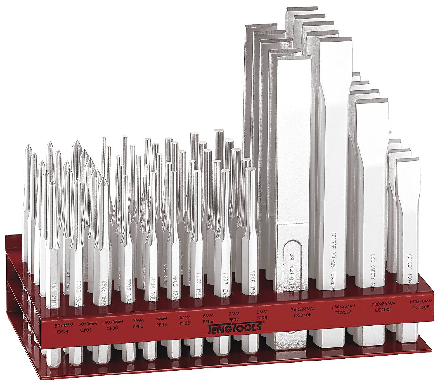 Punch, centre punch and chisel set in a display Teng Tools DISP&C65 Toolstore by Luna Group